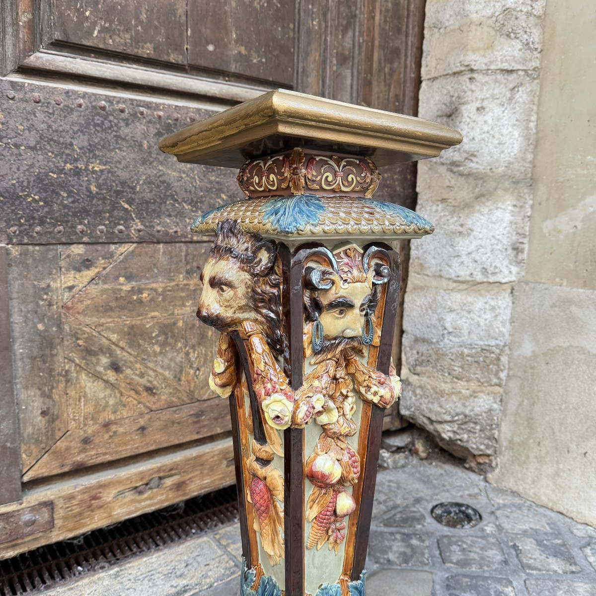 Colonne en faïence vernissée H90cm-photo-6