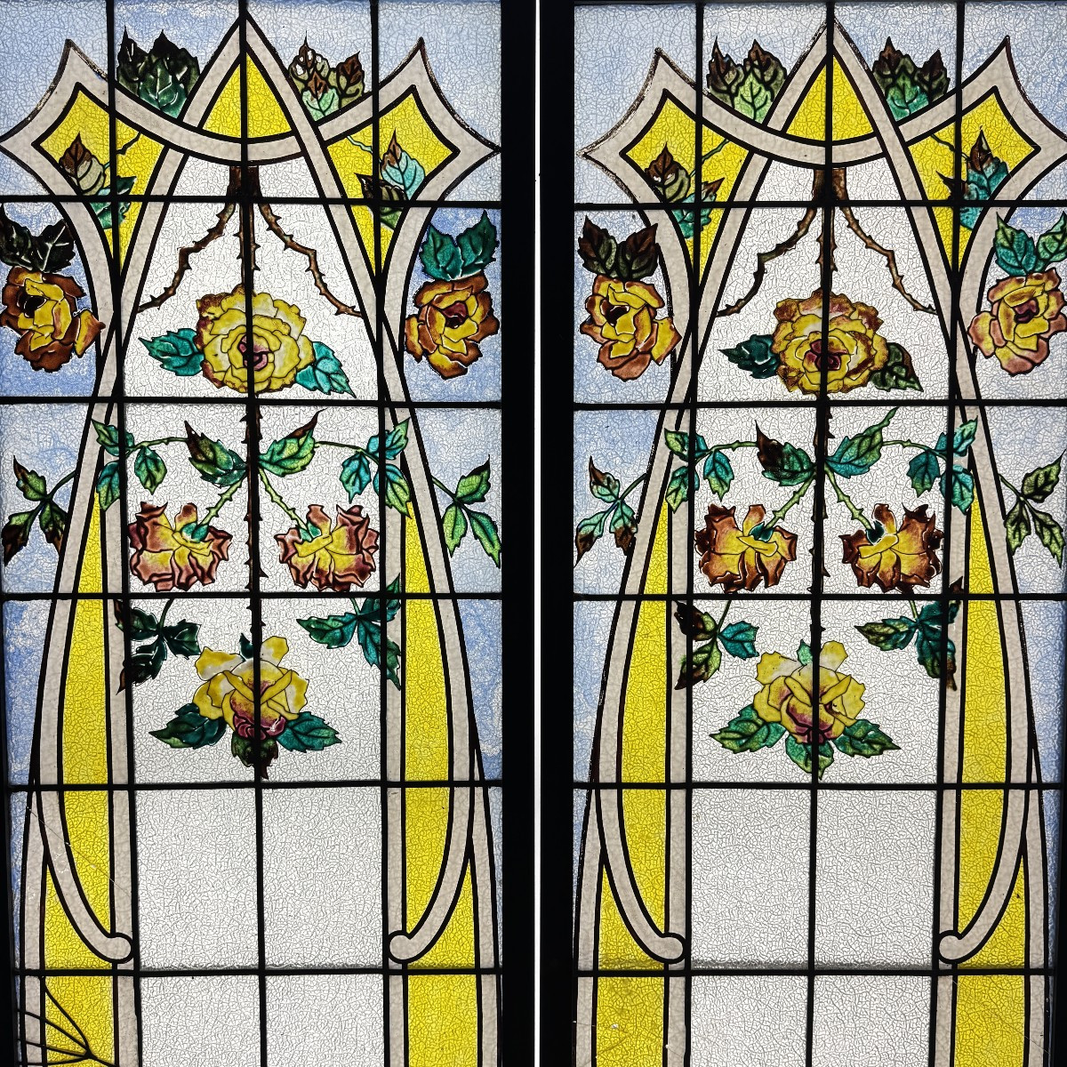 Art Nouveau Stained Glass Windows (h195cm W108cm)-photo-2