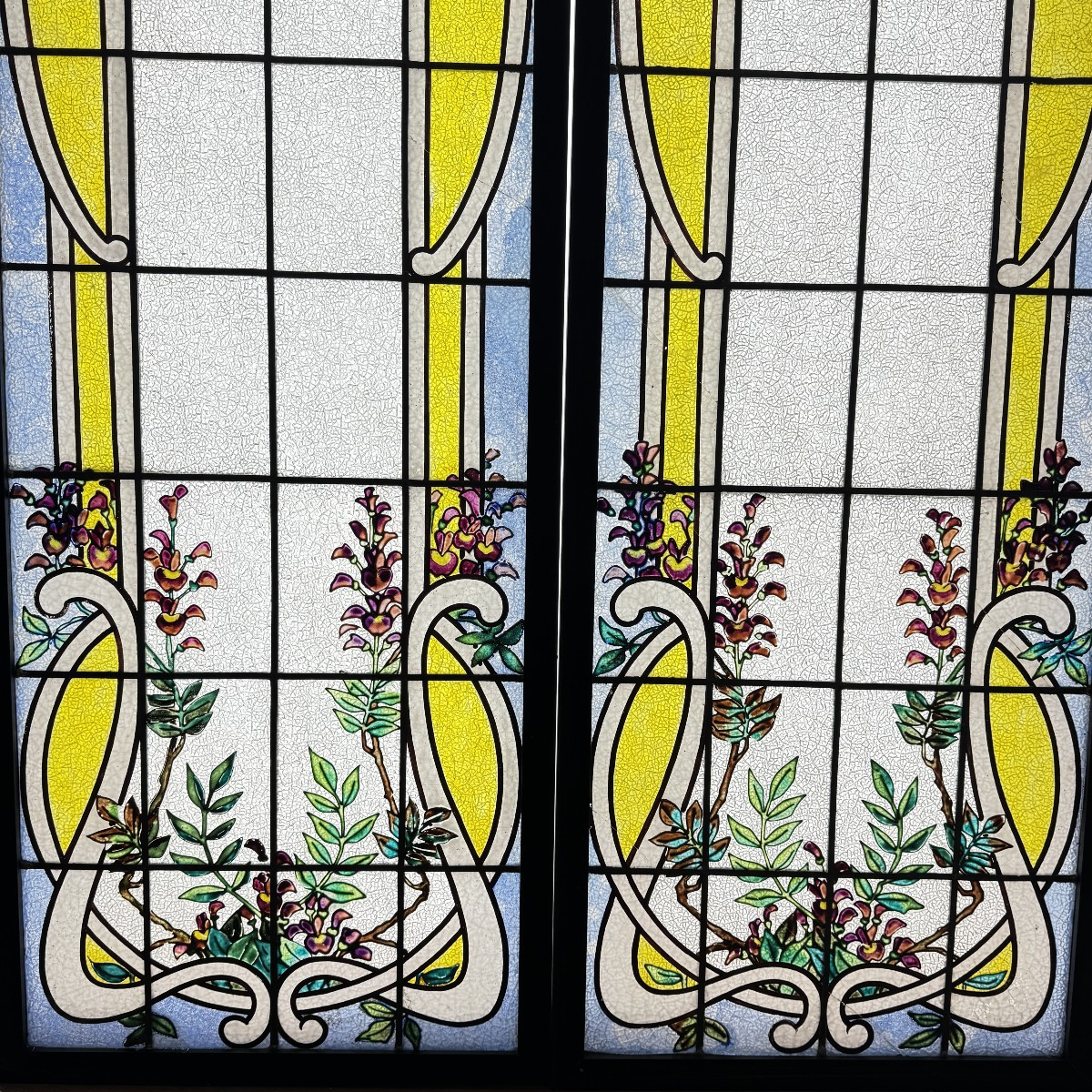 Art Nouveau Stained Glass Windows (h195cm W108cm)-photo-3