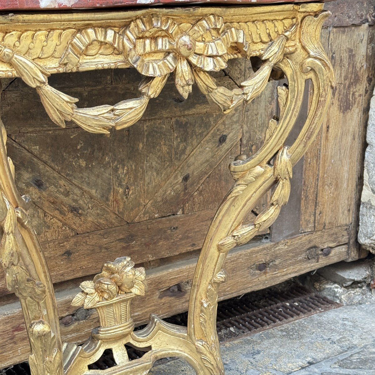 Console en bois doré Louis XVI L100 H90 P44cm-photo-4