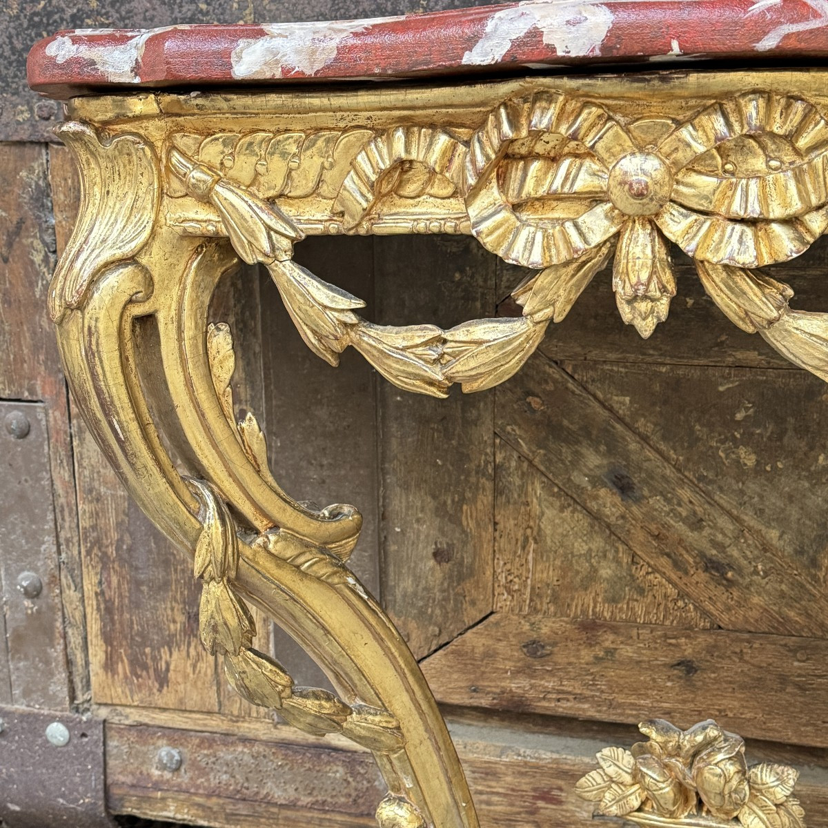 Console en bois doré Louis XVI L100 H90 P44cm-photo-4