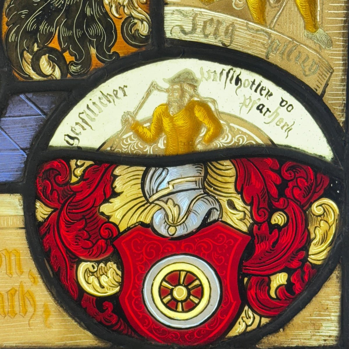 Stained Glass Window With Coats Of Arms (h54cm W42cm)-photo-4