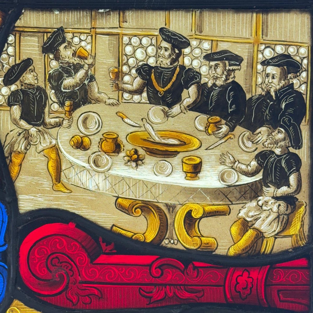 Stained Glass Window With Coats Of Arms (h54cm W42cm)-photo-5