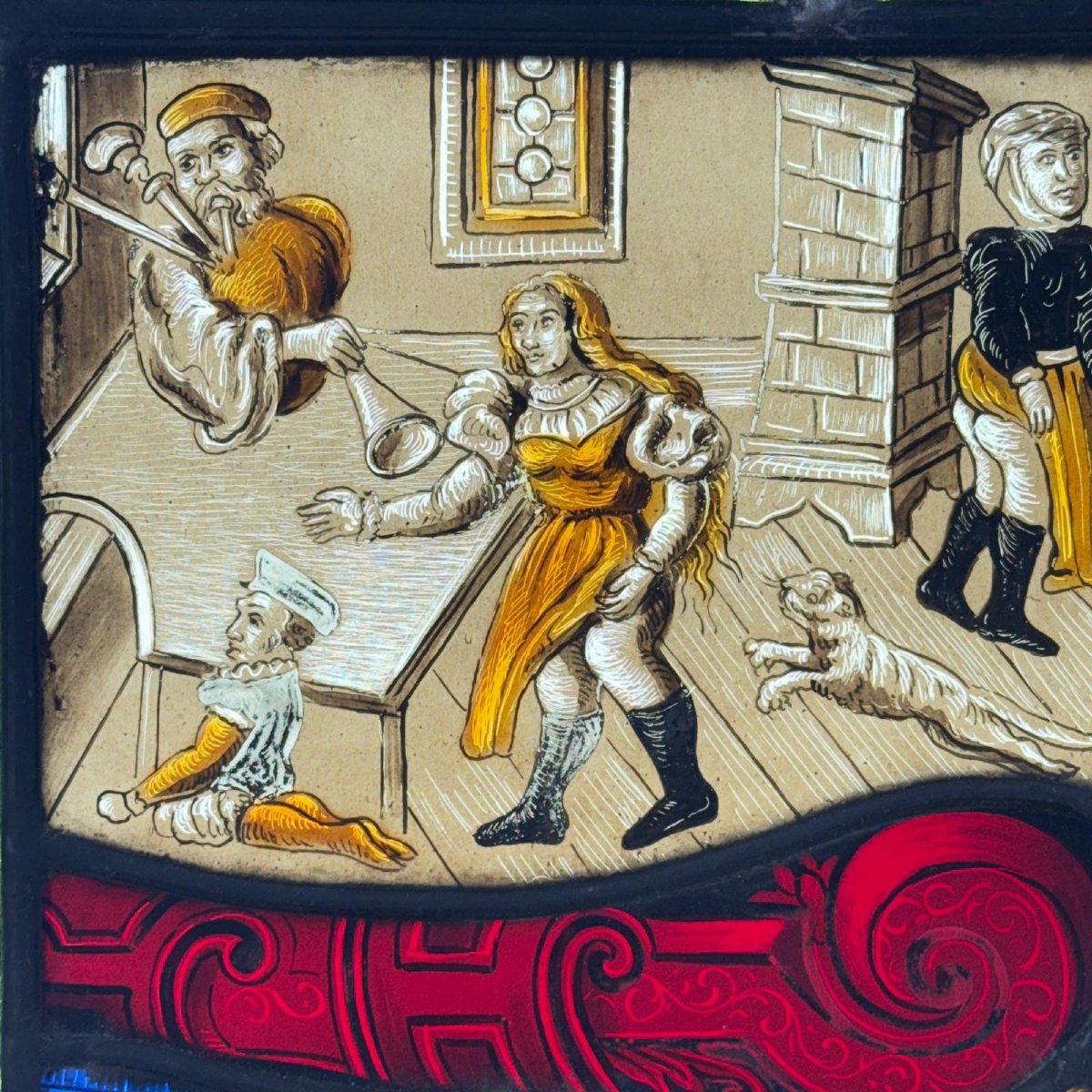 Stained Glass Window With Coats Of Arms (h54cm W42cm)-photo-6