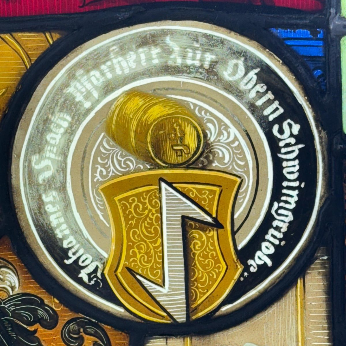 Stained Glass Window With Coats Of Arms (h54cm W42cm)-photo-7