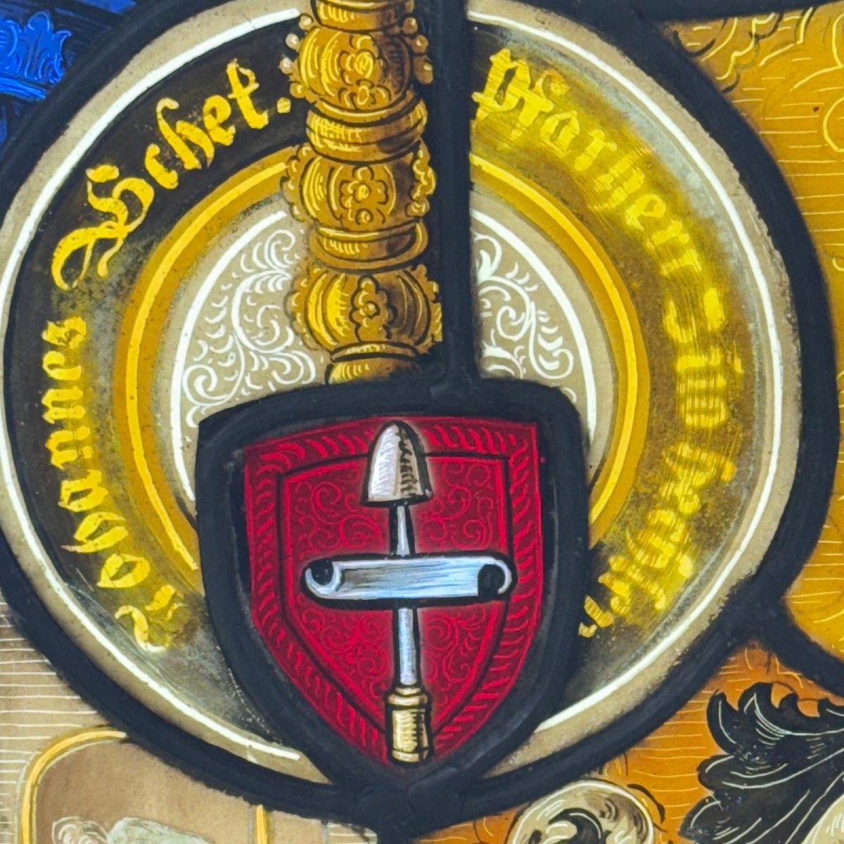 Stained Glass Window With Coats Of Arms (h54cm W42cm)-photo-8