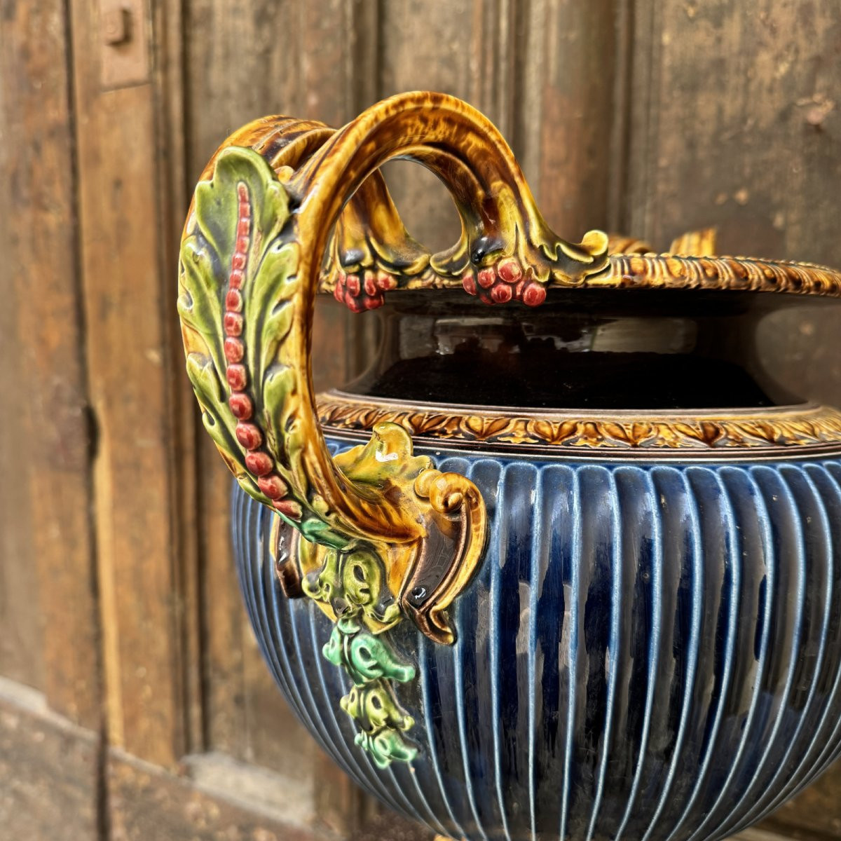 Grand vase en faïence de Sarreguemines-photo-1