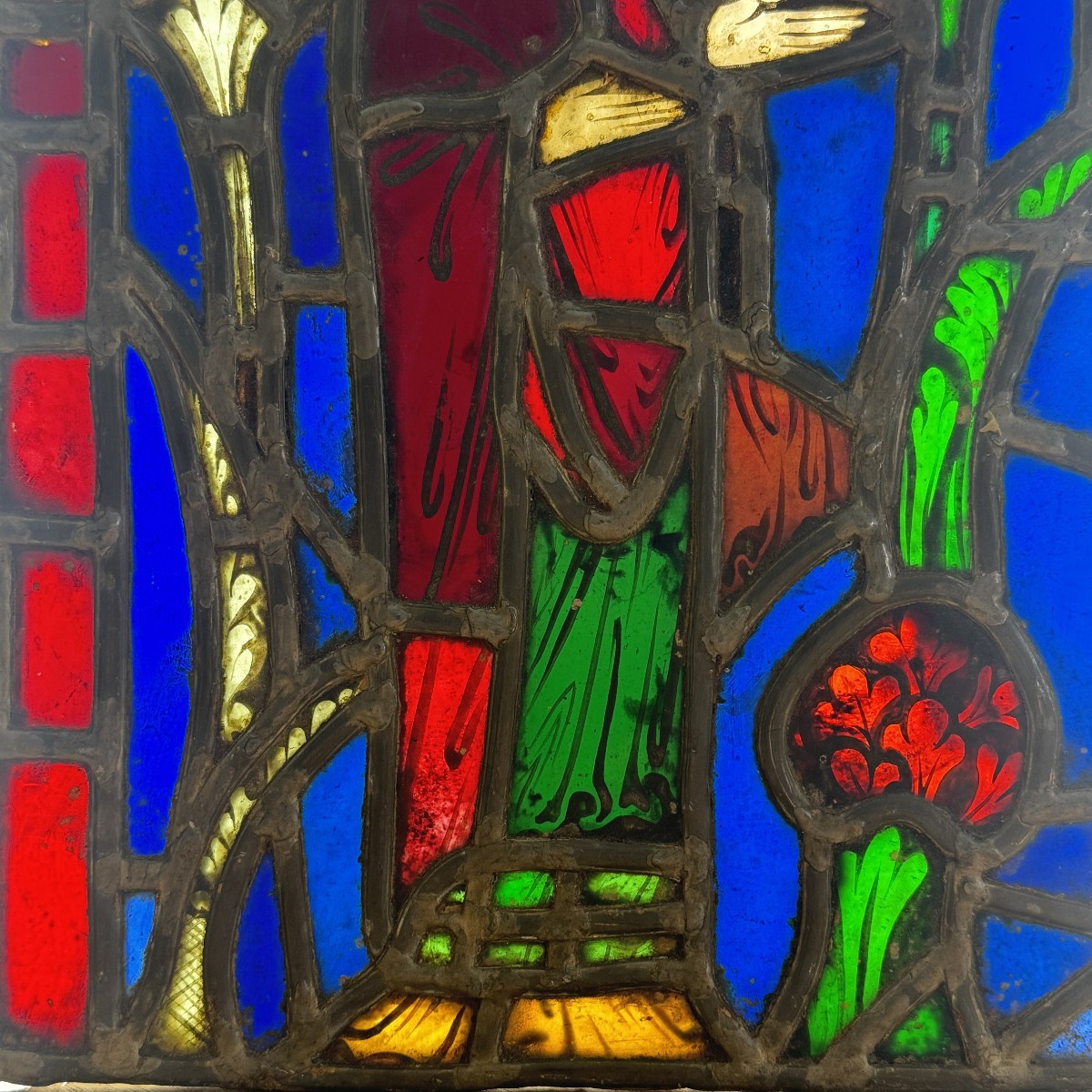 Stained Glass Window Depicting Saint Mary Of Egypt (h30.50cm W21.5cm)-photo-3