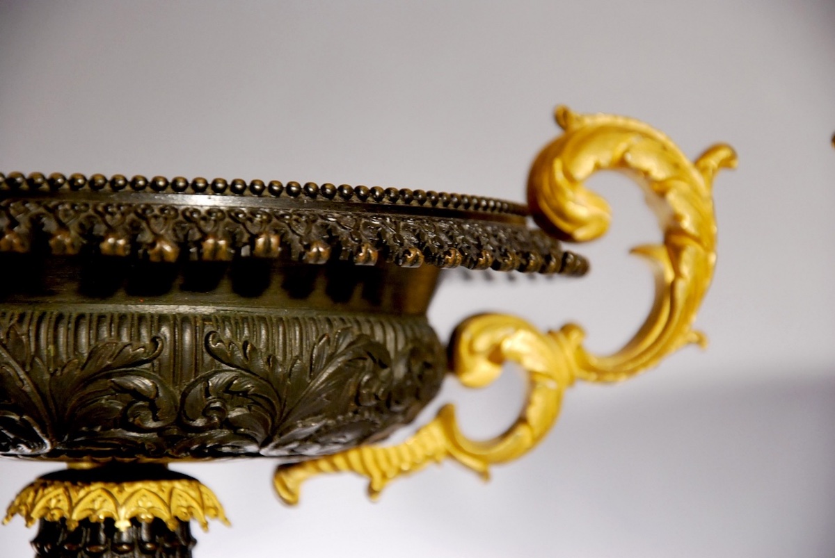 Pair Of Casseroles In Griotte Red Marble And Gilt Bronze -photo-3