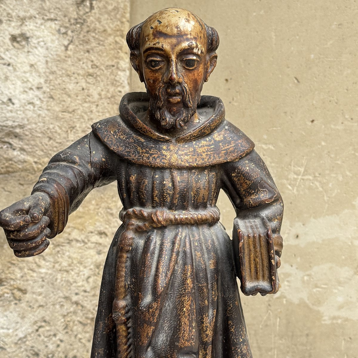 Moine en bois sculpté époque 18ème-photo-2