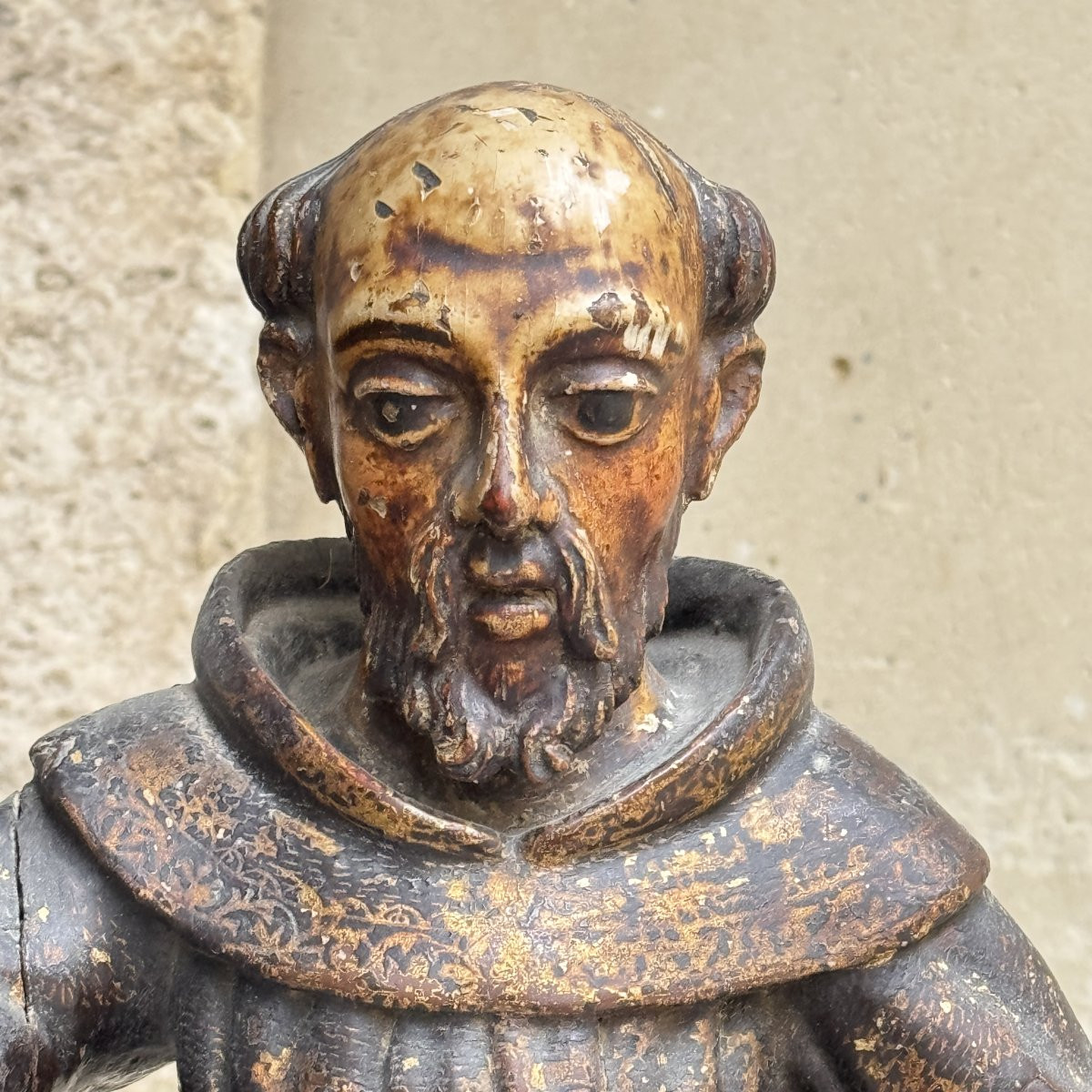 Moine en bois sculpté époque 18ème-photo-4