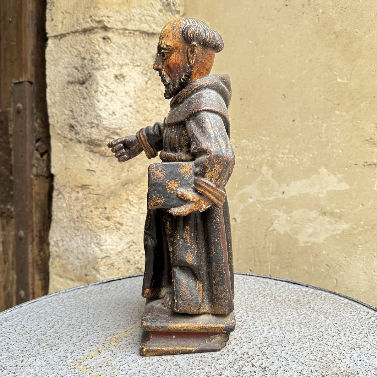 Moine en bois sculpté époque 18ème-photo-1