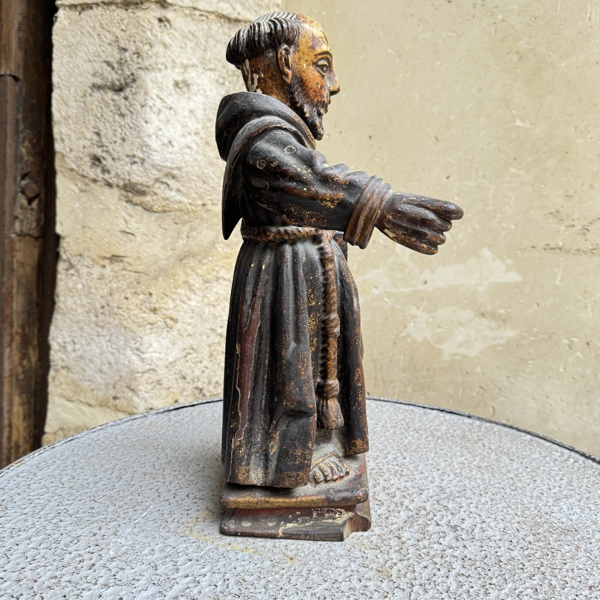 Moine en bois sculpté époque 18ème-photo-2