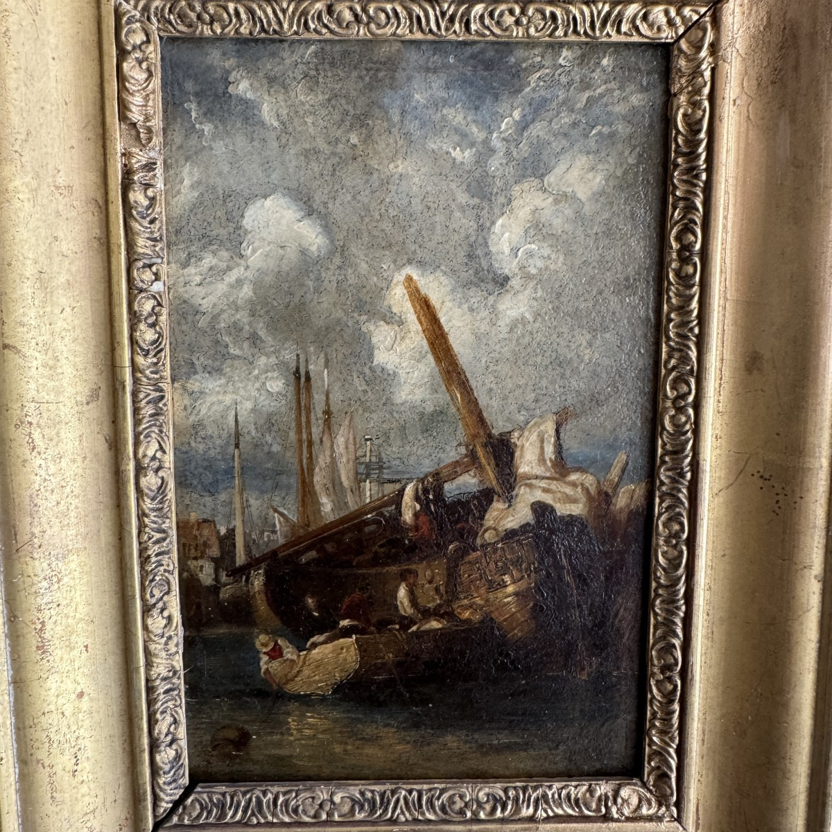 Oil On Copper, Marine Scene In Bordeaux (caudéran)-photo-2