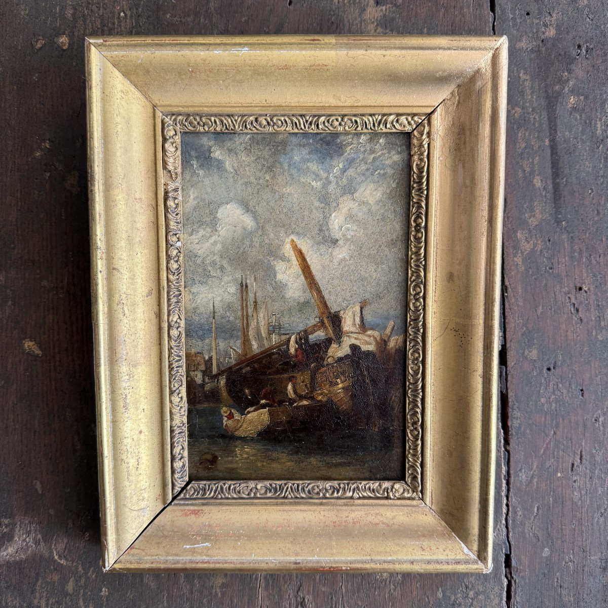 Oil On Copper, Marine Scene In Bordeaux (caudéran)-photo-4
