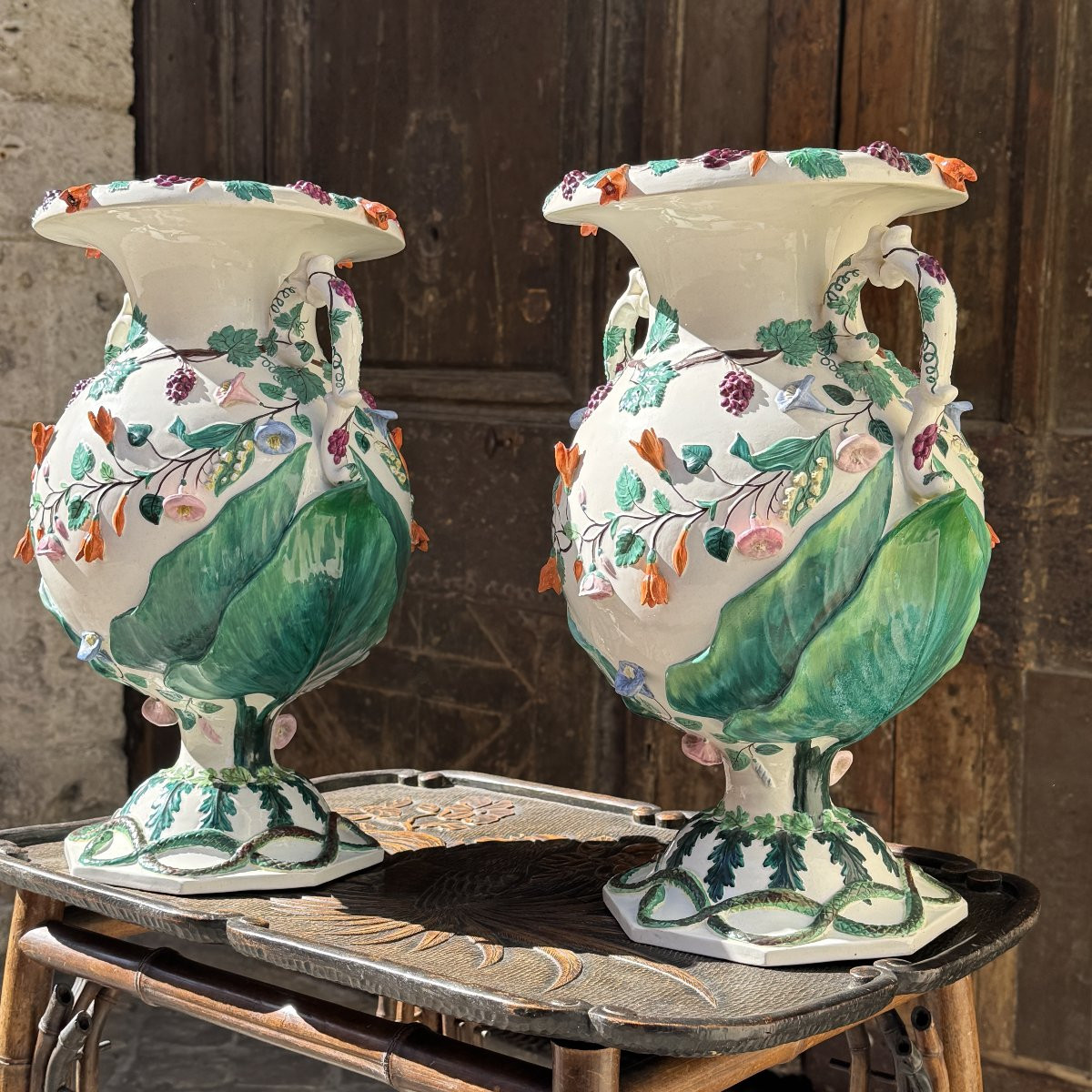 Paire de vases en faïence fine de Rörstrand Suède 19ème-photo-2