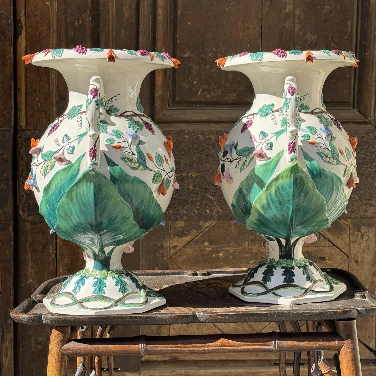 Paire de vases en faïence fine de Rörstrand Suède 19ème-photo-4