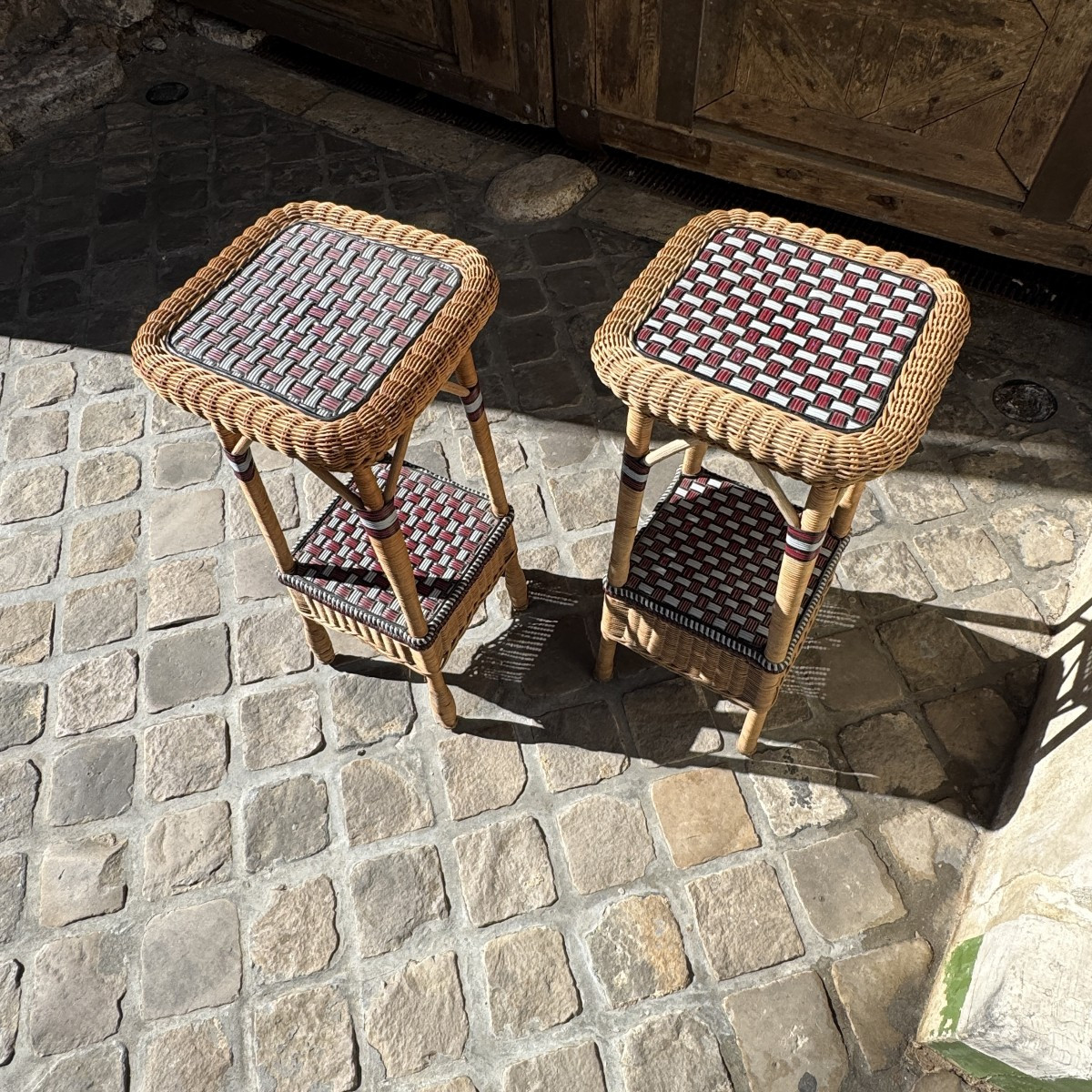 Paire de sellettes en rotin-photo-3