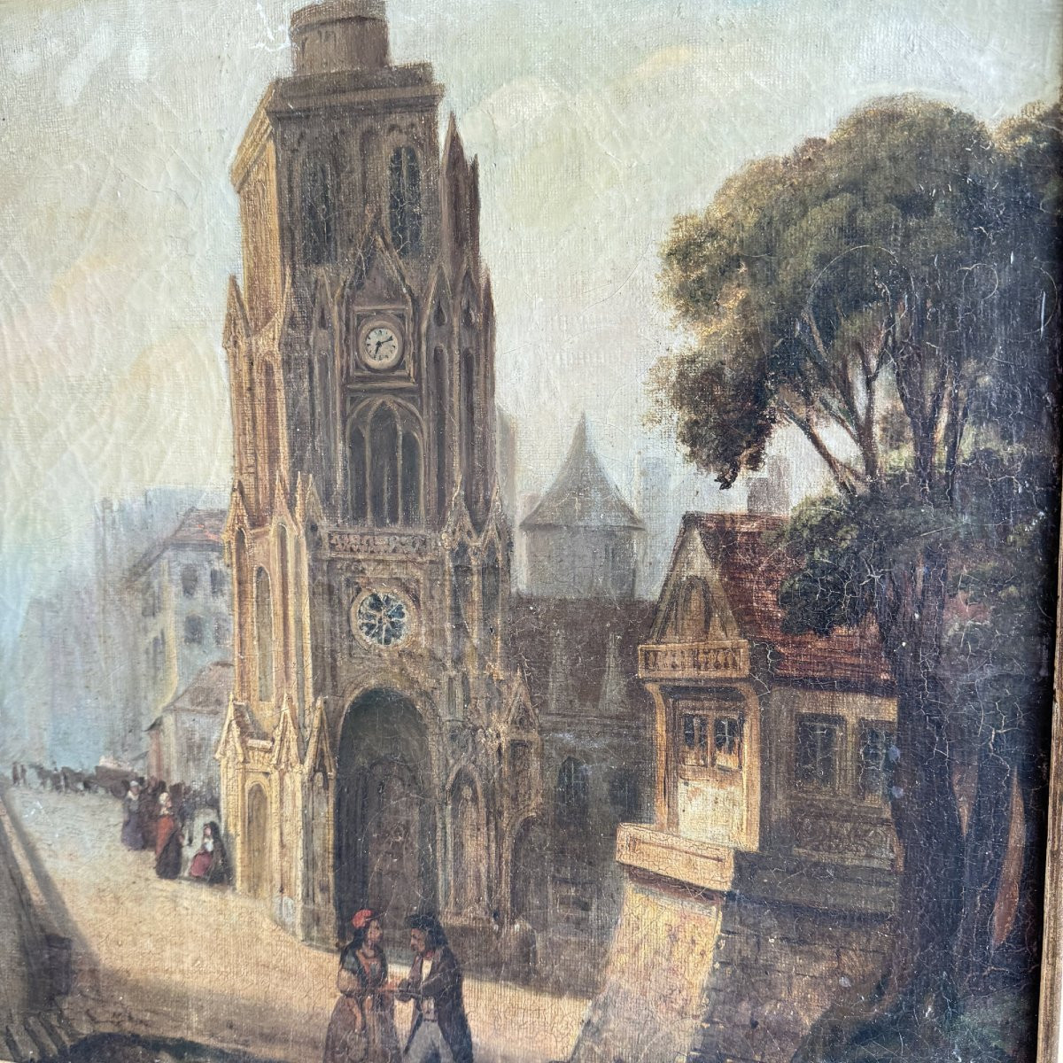 Oil On Canvas Eglise Du Nord-photo-3