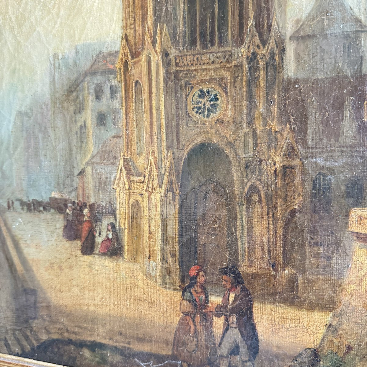 Oil On Canvas Eglise Du Nord-photo-1