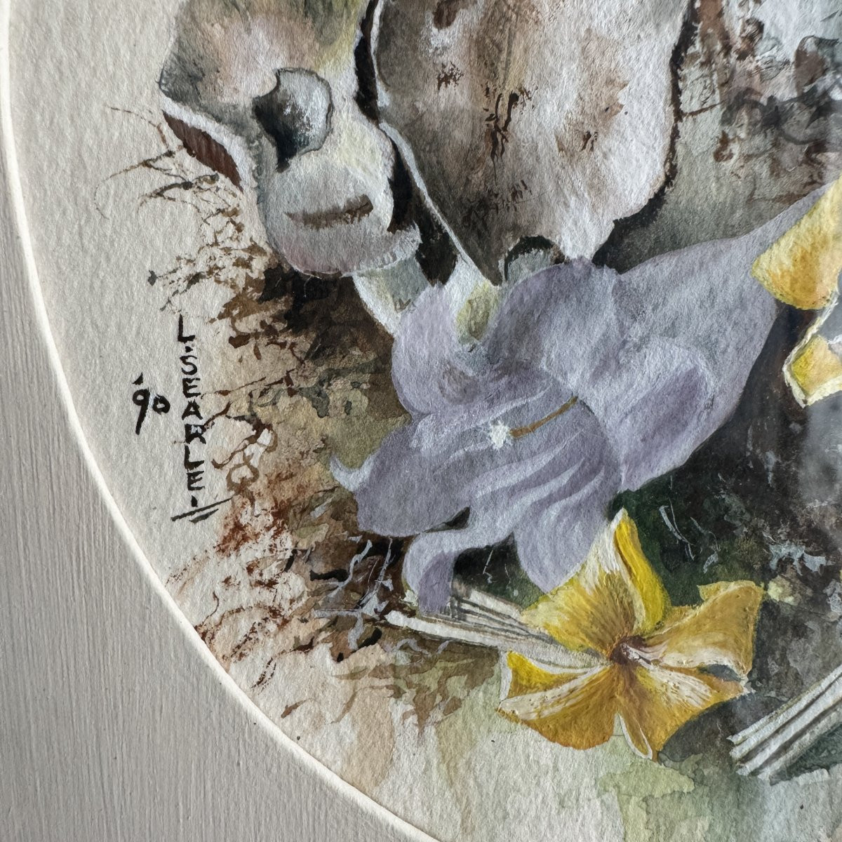 Aquarelle botanique aux champignons et fleurs jaunes-photo-4