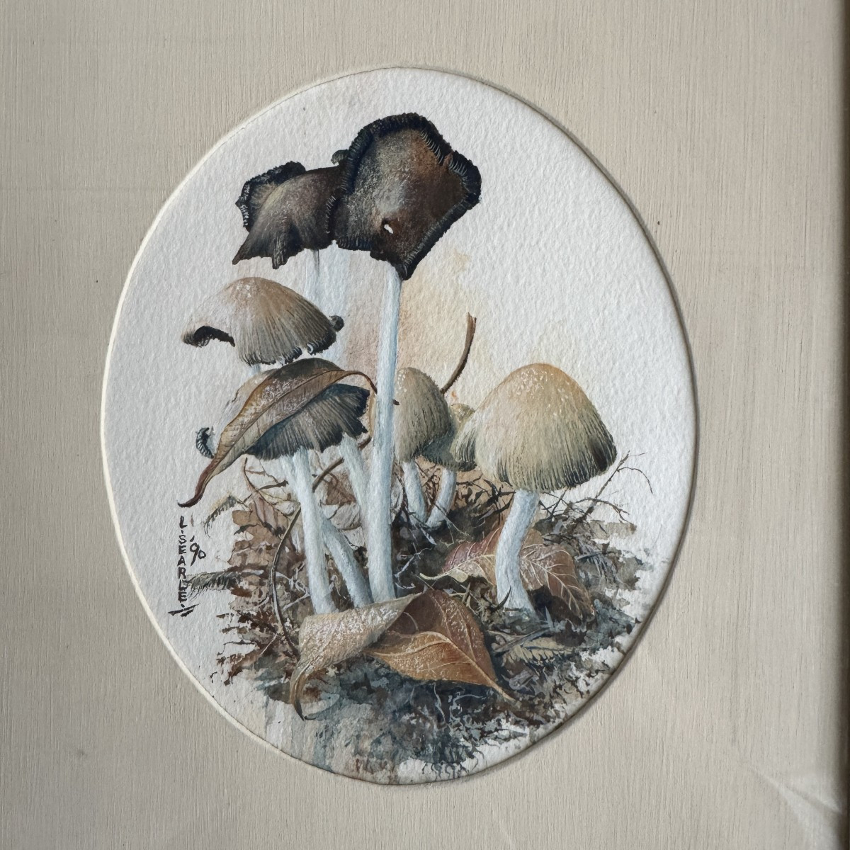 Aquarelle naturaliste aux champignons sous bois