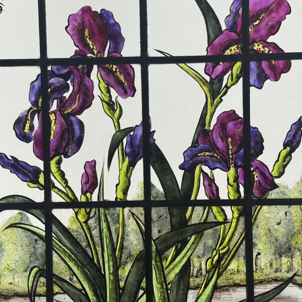 Stained Glass: Iris And Dragonfly, H55cm L40cm-photo-4