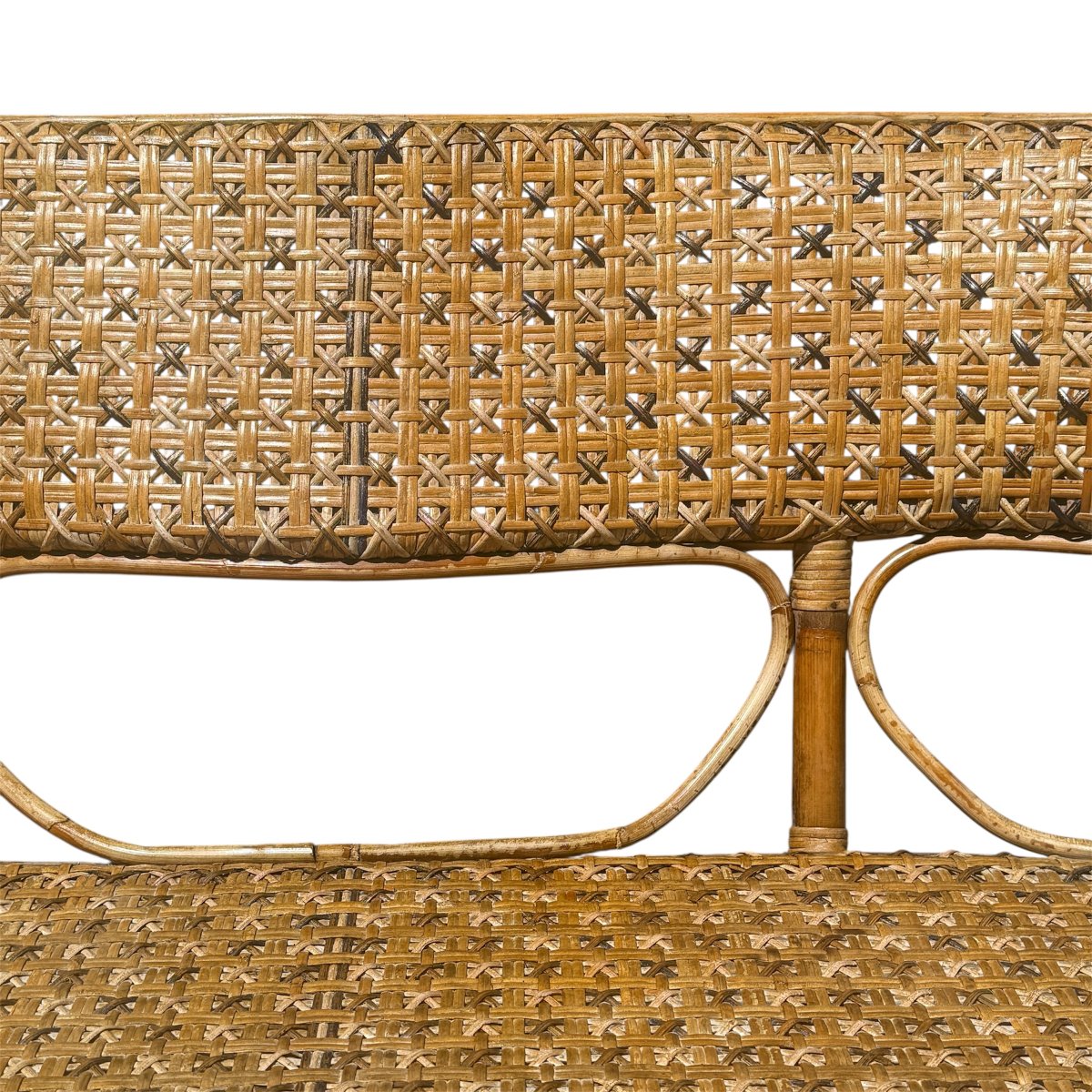 Late 19th-century Rattan And Cane Bench-photo-3