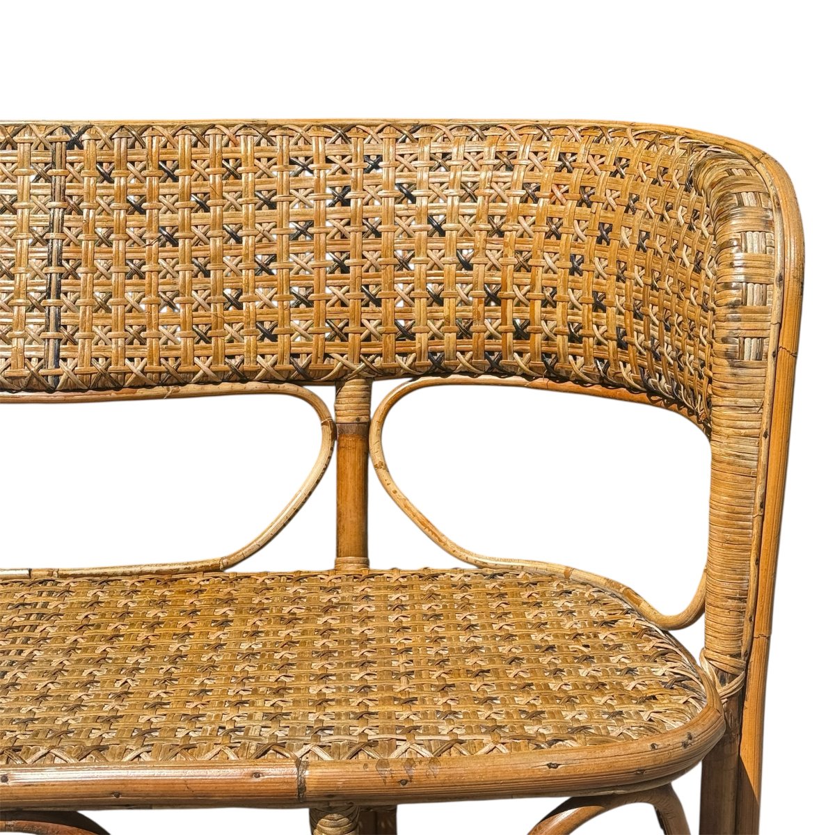 Late 19th-century Rattan And Cane Bench-photo-4