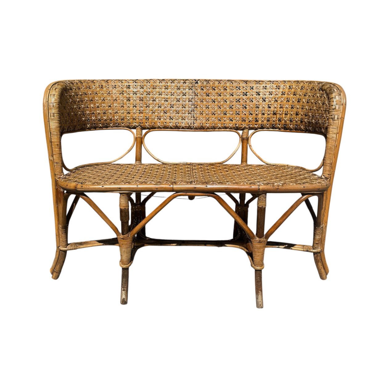 Late 19th-century Rattan And Cane Bench