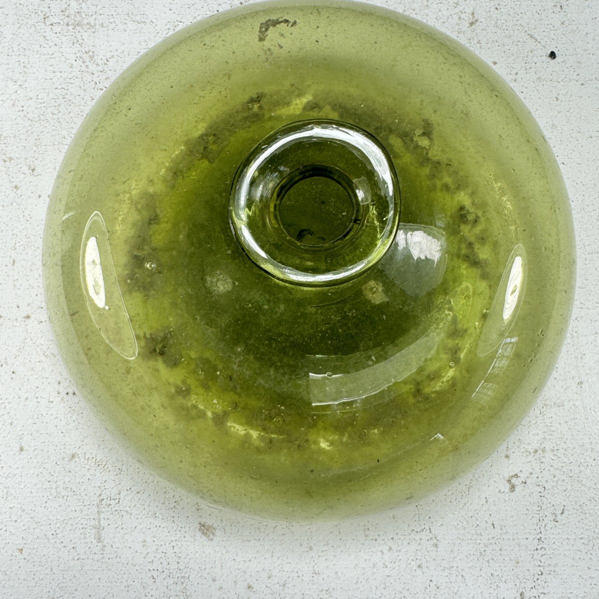 Lampe à huile en verre soufflé vert olive époque 18ème-photo-3