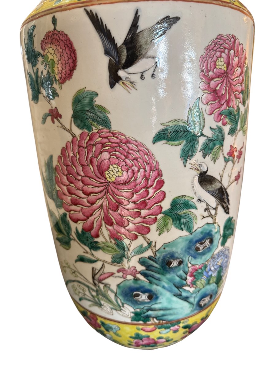 "famille Jaune" Porcelain Baluster Vase (h70cm)-photo-1
