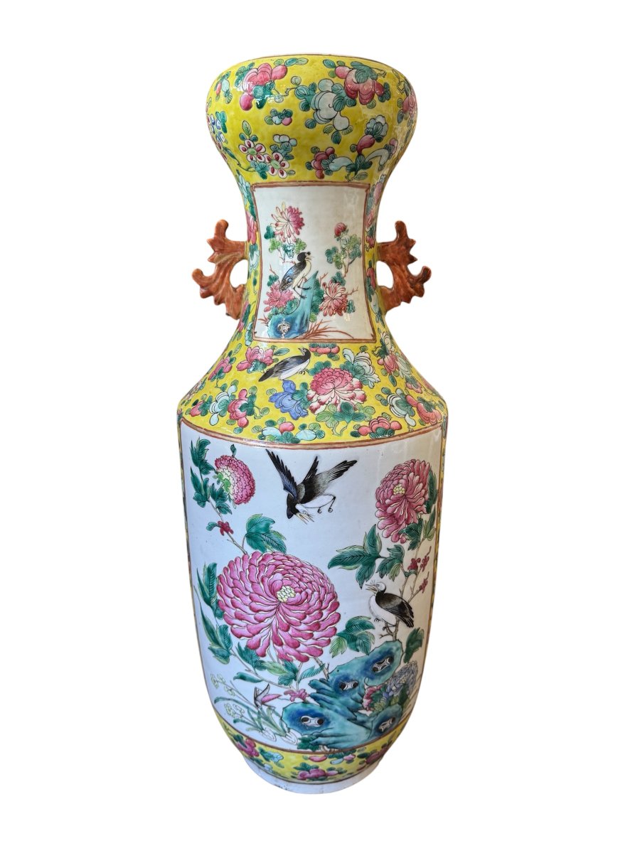 "famille Jaune" Porcelain Baluster Vase (h70cm)