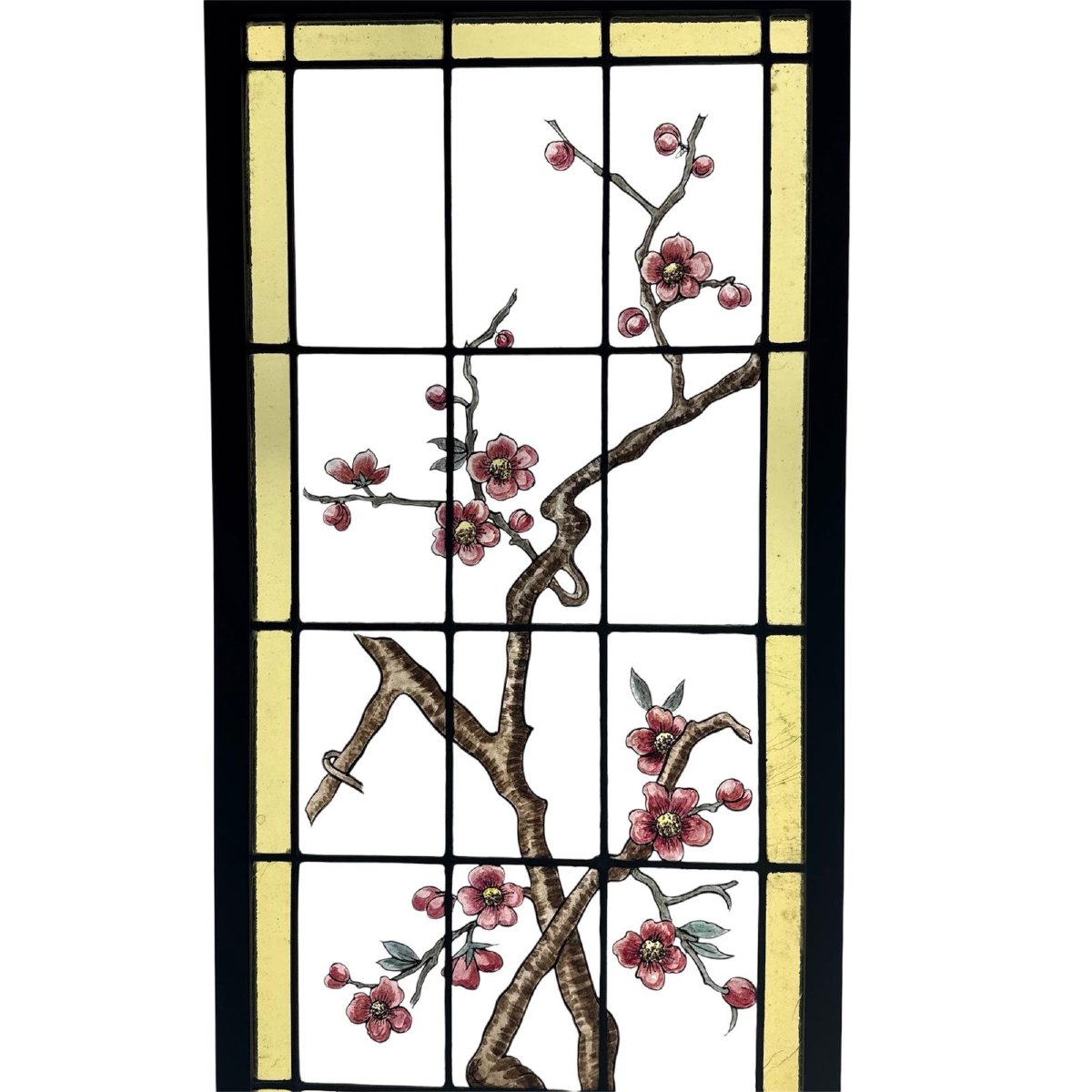 Stained Glass Window With Cherry Blossom Design, H 150.5 Cm, W 50 Cm-photo-2