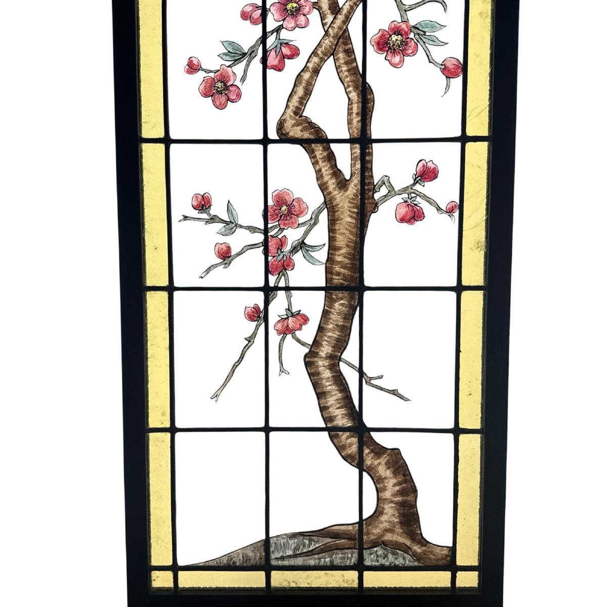 Stained Glass Window With Cherry Blossom Design, H 150.5 Cm, W 50 Cm-photo-3