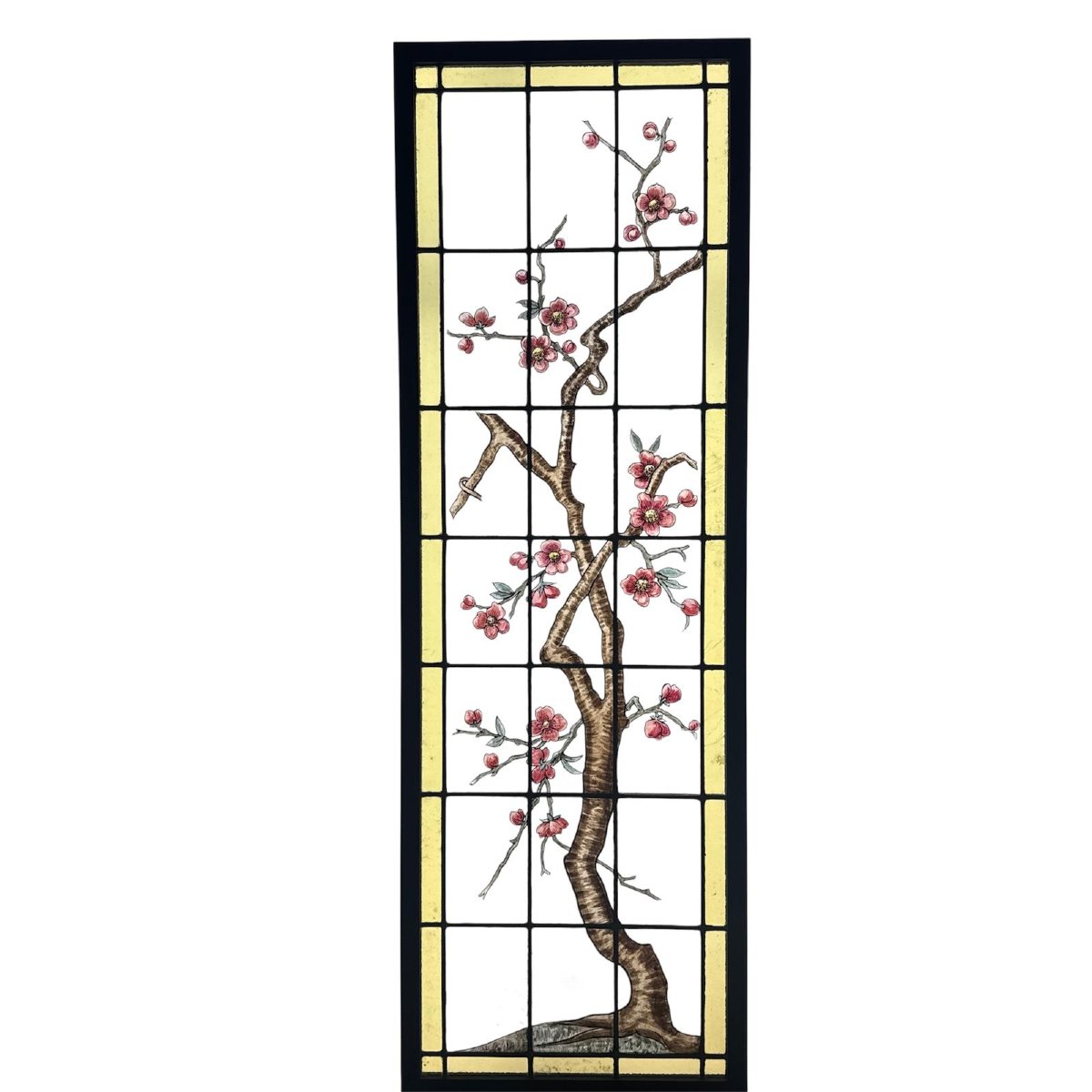 Stained Glass Window With Cherry Blossom Design, H 150.5 Cm, W 50 Cm