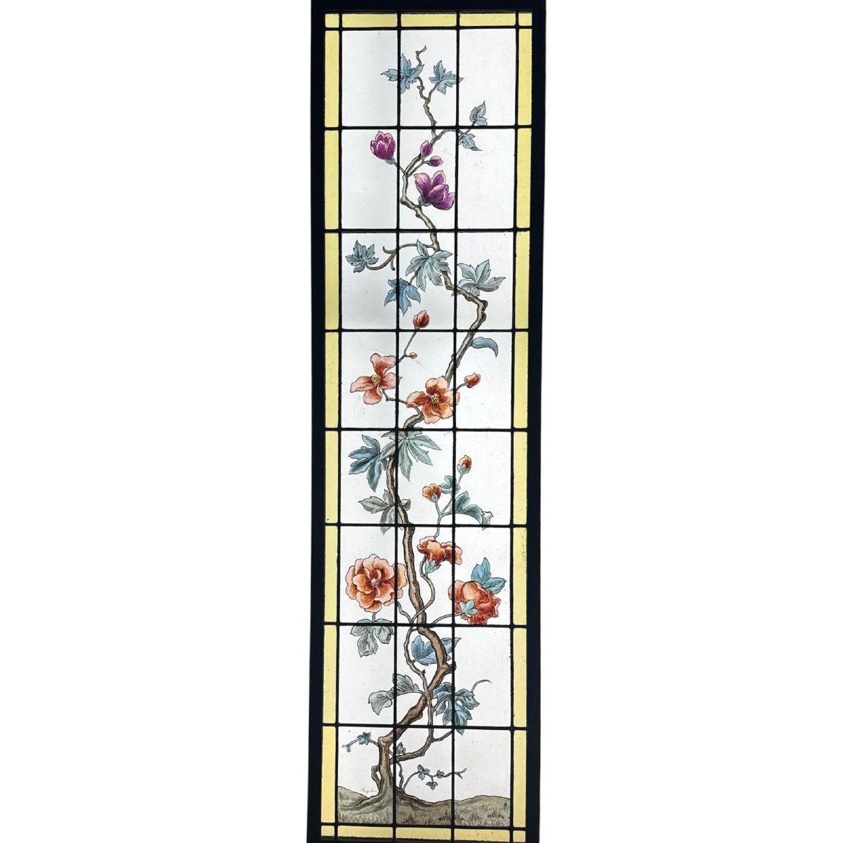 Vitrail Vitraux aux magnolias Fassi H181,5cm L50cm