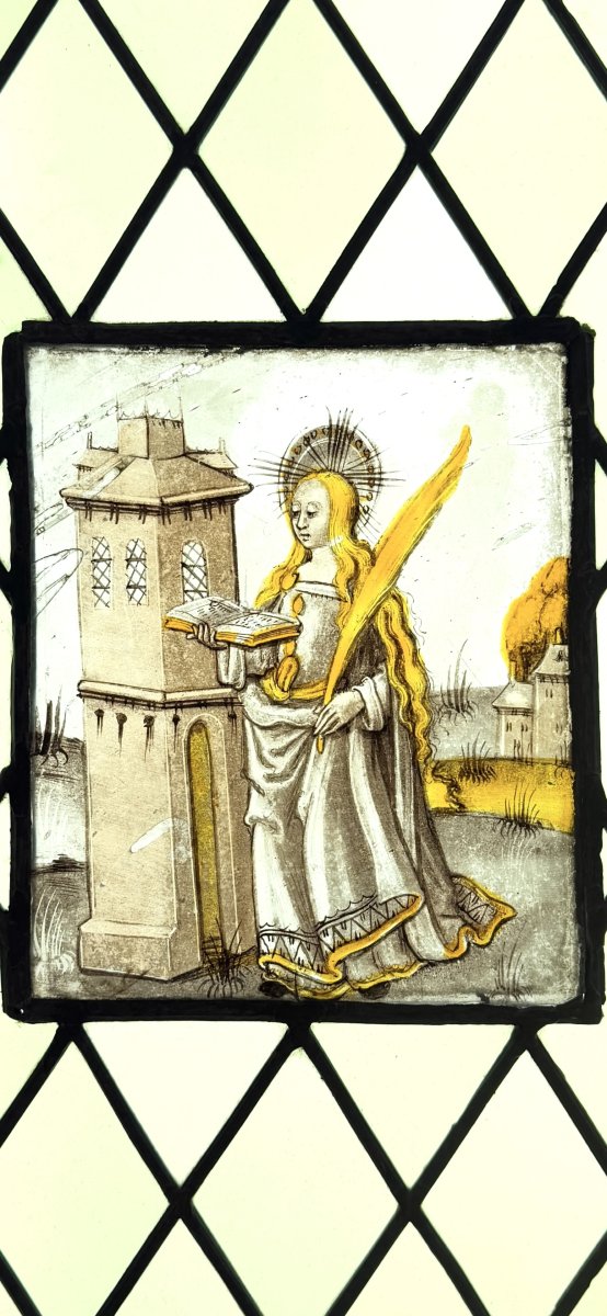 Stained-glass Window Depicting Saint Barbara, Circa 1500-photo-3
