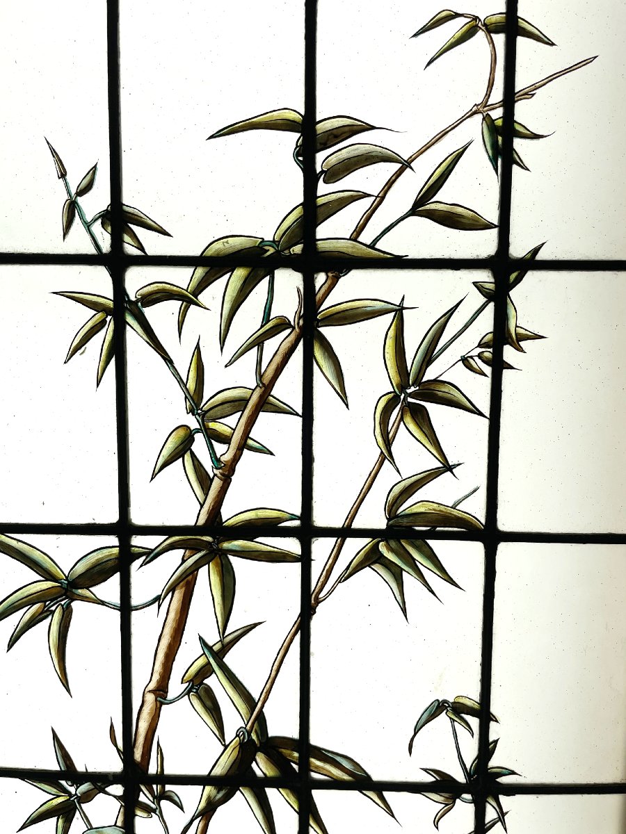 Vitrail vitraux Héron et libellule (H193cm L105cm)-photo-3