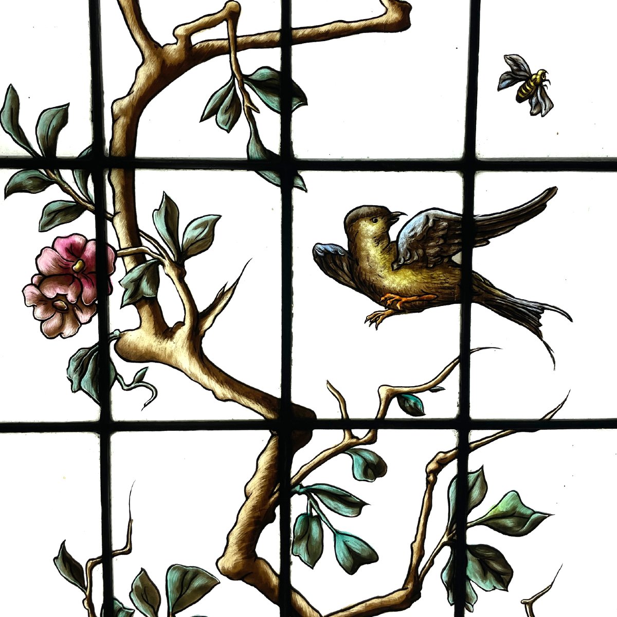 Vitrail vitraux Héron et libellule (H193cm L105cm)-photo-3