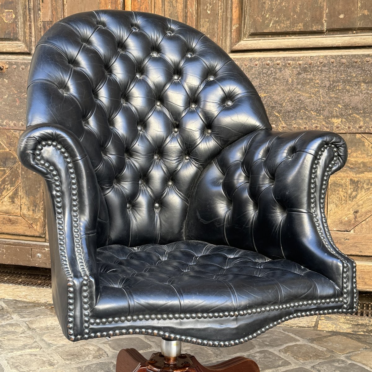 Black Leather Upholstered Office Chair