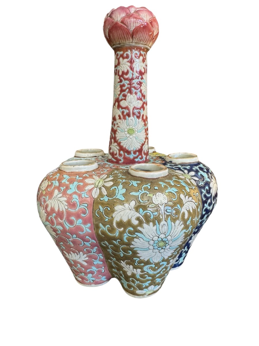 Vase chinois tulipier “décor famille rose”-photo-2