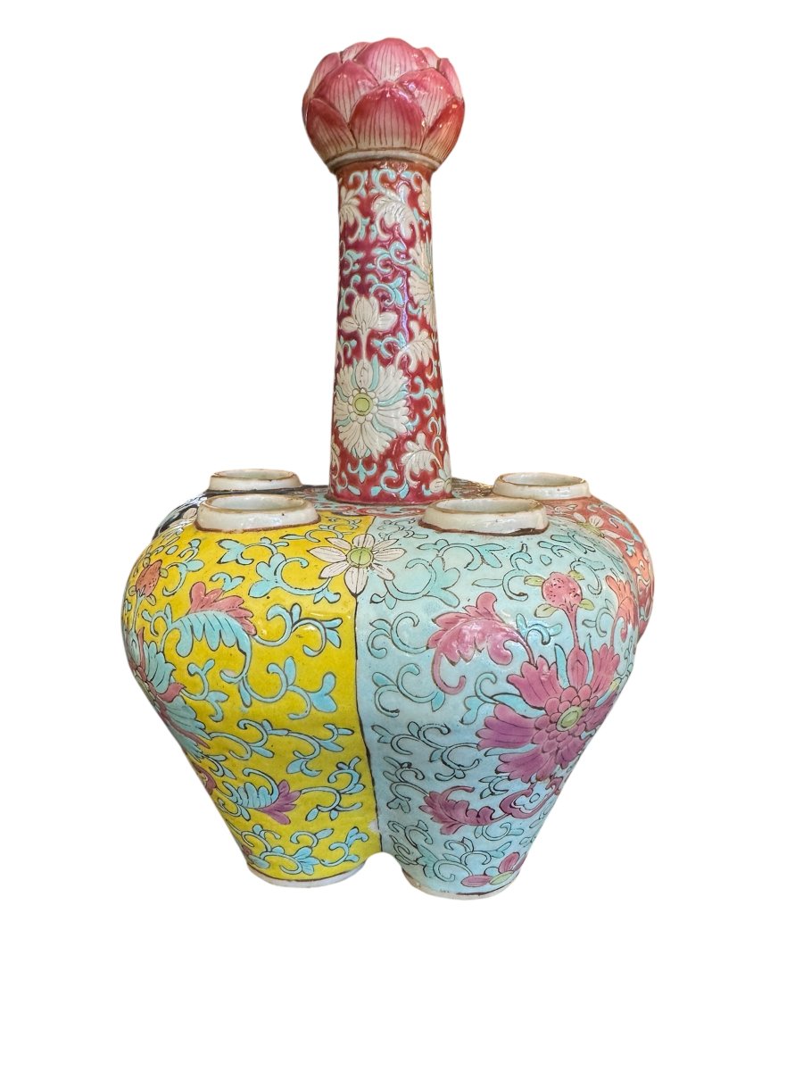 Vase chinois tulipier “décor famille rose”-photo-3