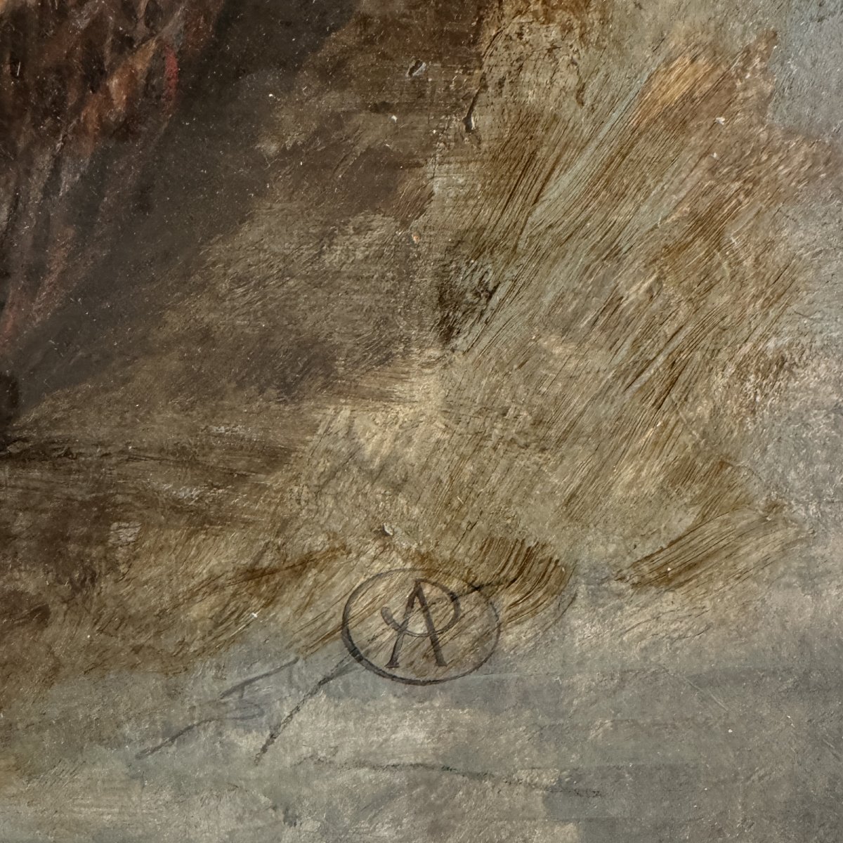 Huile sur papier “la bécasse” Blaise Prud’hon-photo-3