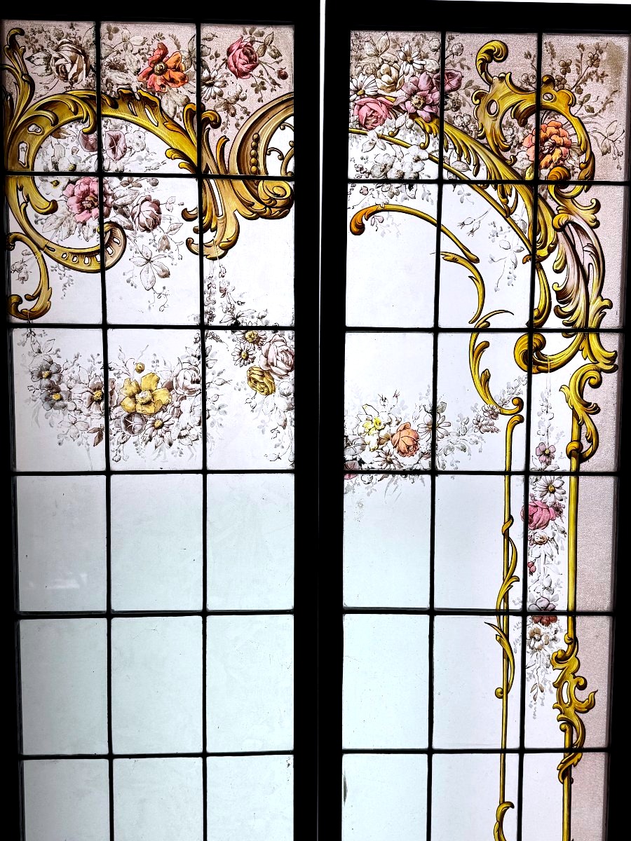 Stained Glasses " Rinceaux Et Paysage Lacustre-photo-3