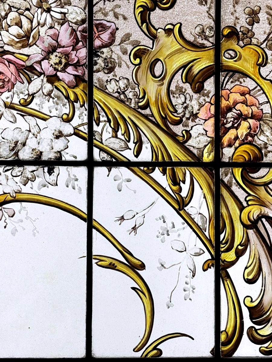 Stained Glasses " Rinceaux Et Paysage Lacustre-photo-4