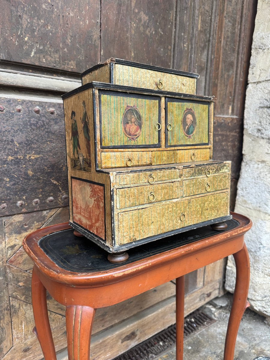 Original Cardboard Cabinet From The Early 19th Century-photo-2