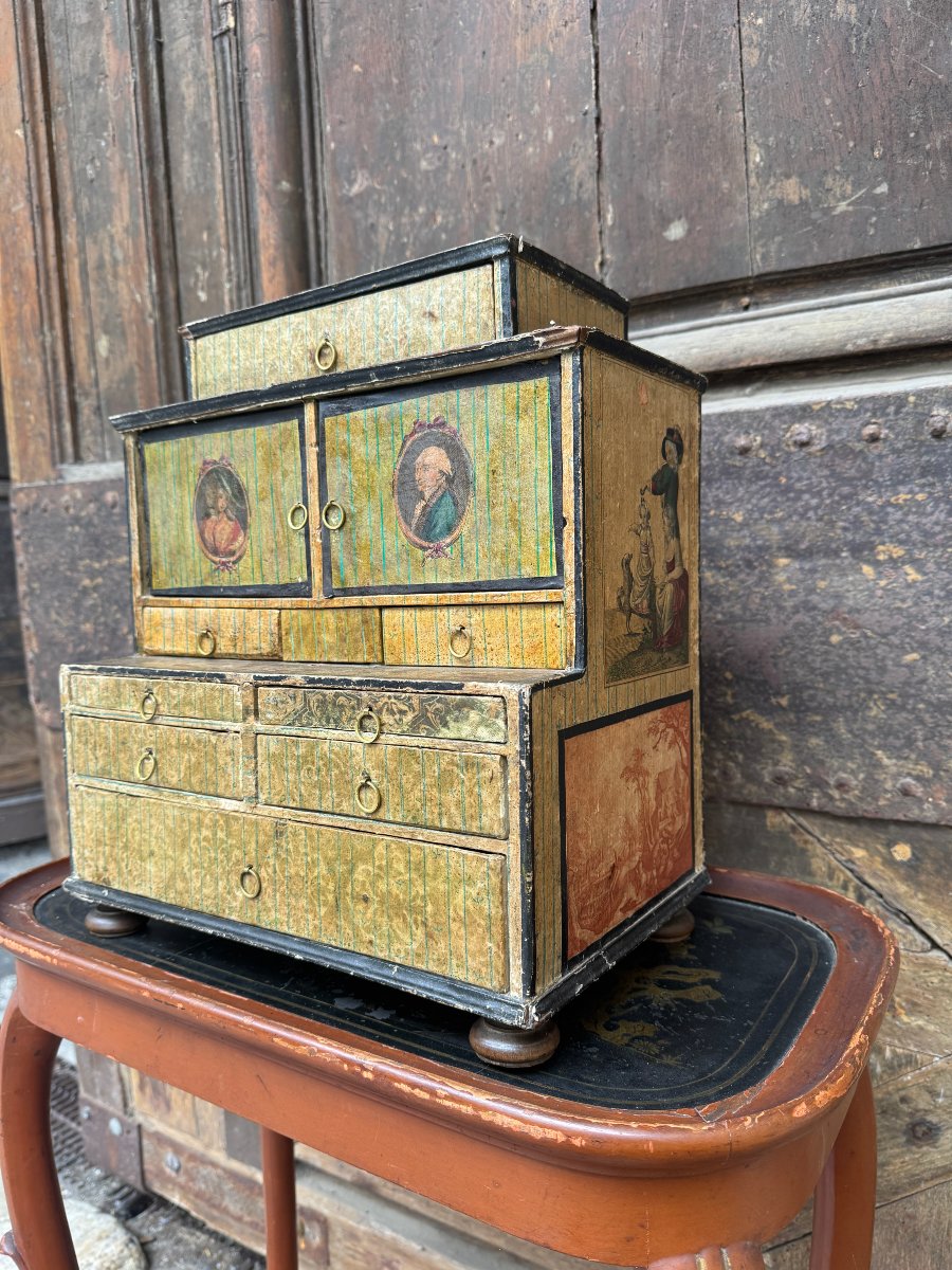 Original Cardboard Cabinet From The Early 19th Century-photo-3