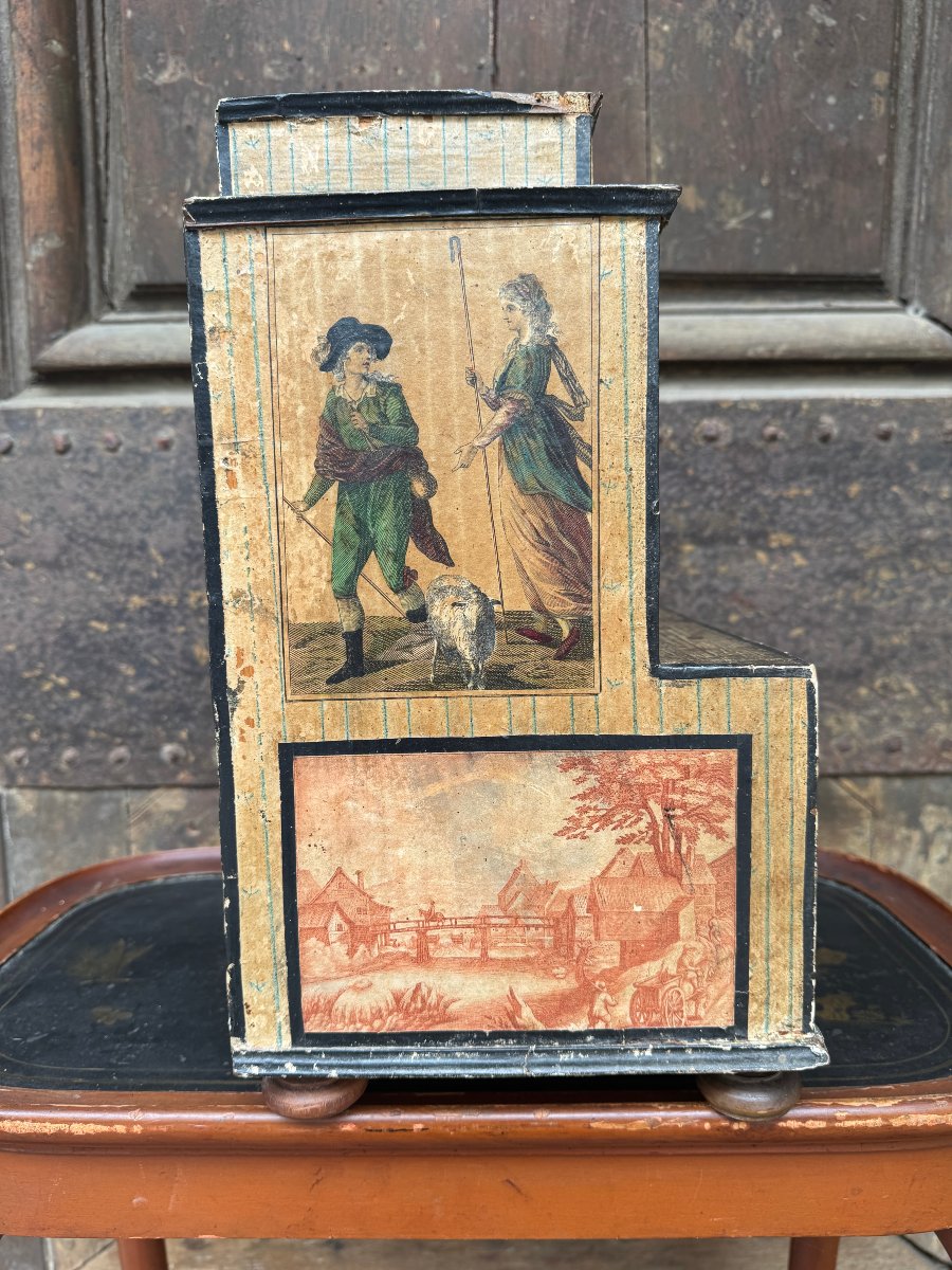 Original Cardboard Cabinet From The Early 19th Century-photo-4