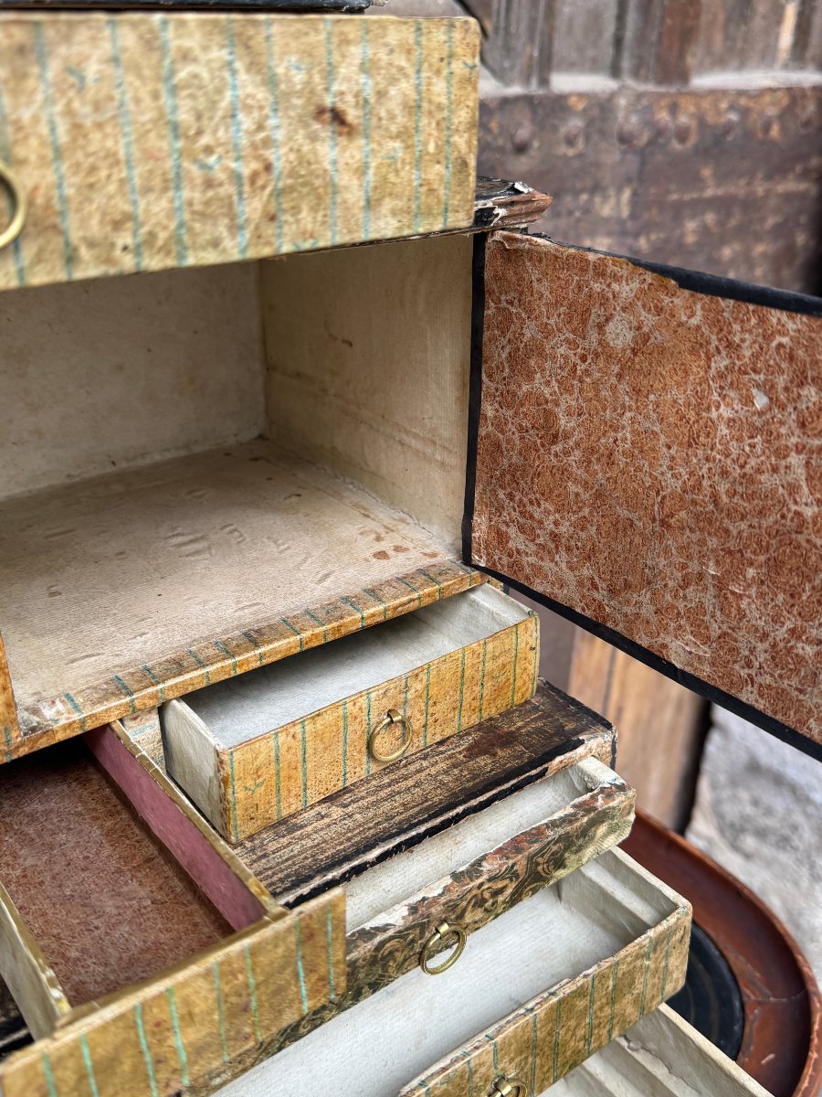 Original Cardboard Cabinet From The Early 19th Century-photo-5
